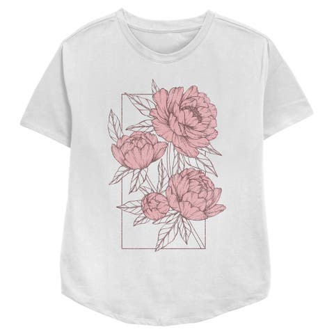 Women's Lost Gods Distressed Peonies  Graphic T-Shirt