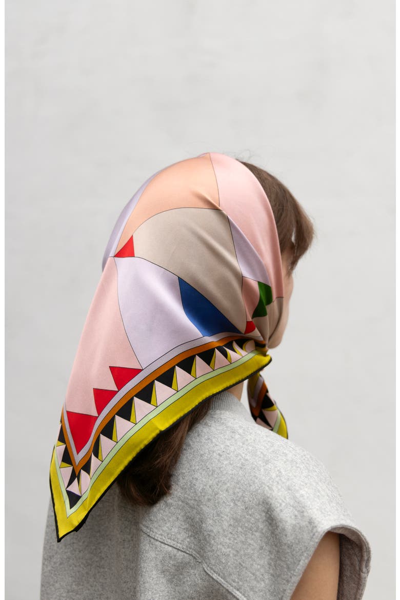 Double Sided Silk Scarf Of Color Recombination, Alternate, color, Pink