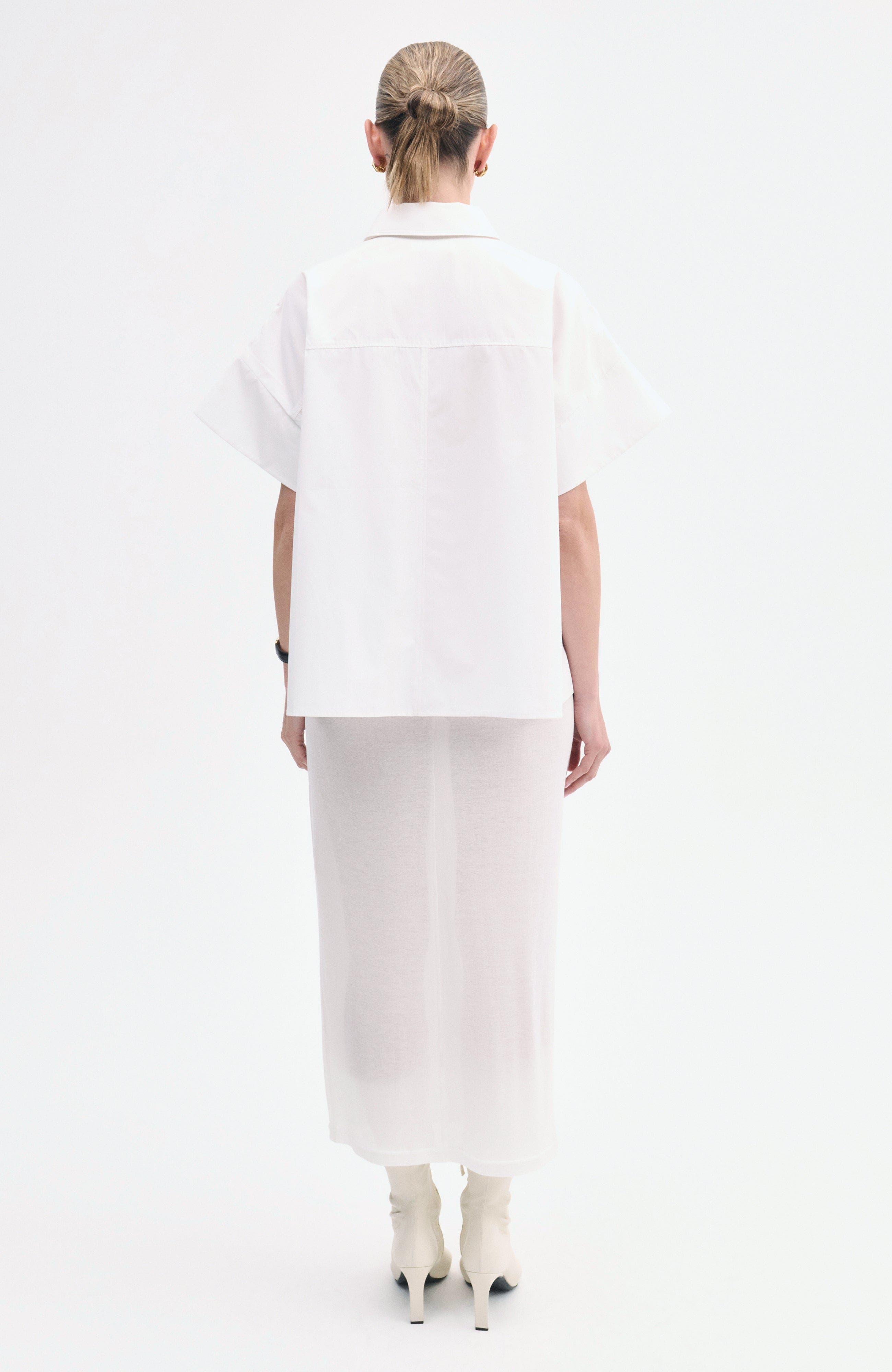 Boxy Short Sleeve Shirt in Cotton Poplin - image 4