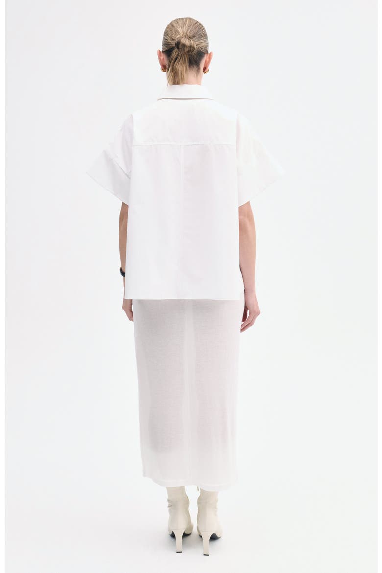 Boxy Short Sleeve Shirt in Cotton Poplin, Alternate, color, White