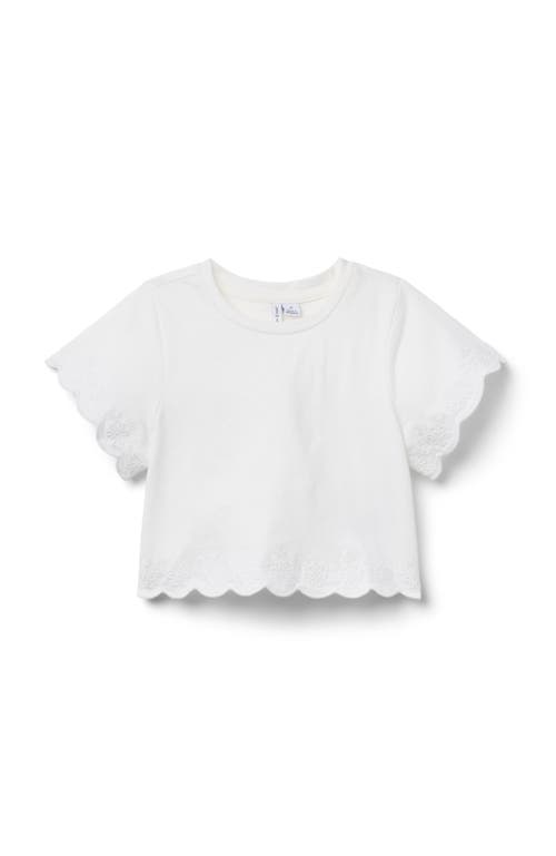 Janie And Jack Embroidered Eyelet Trim Top In White
