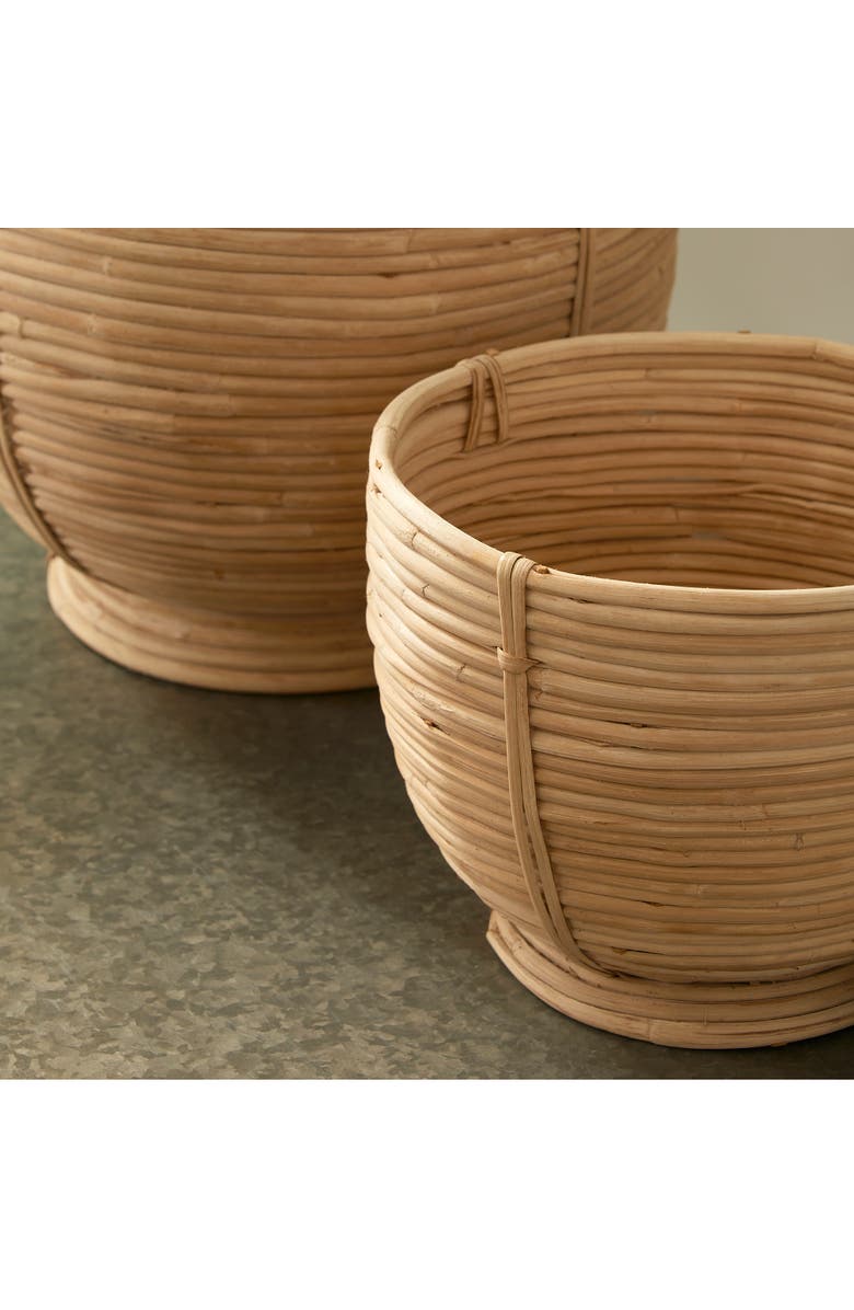 Napa Home & Garden Cane Rattan Decorative Footed Bowls Set of 2, Alternate, color, Brown