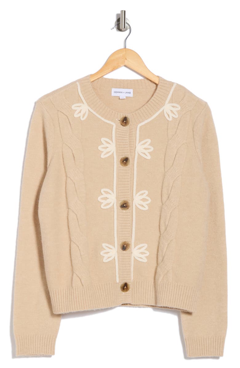 Flower Cable Knit Pullover Sweater