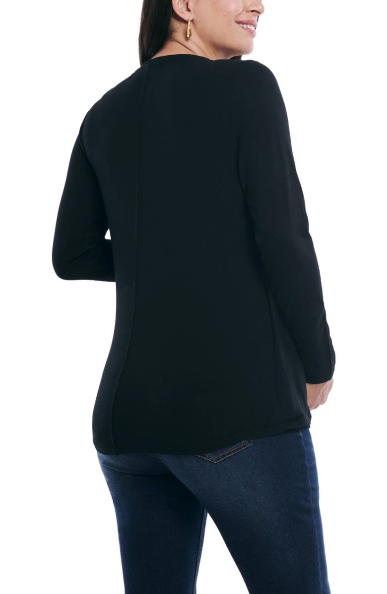 MOTHERHOOD MATERNITY Crewneck Long Sleeve Draped Nursing Tee, Alternate, color, Black