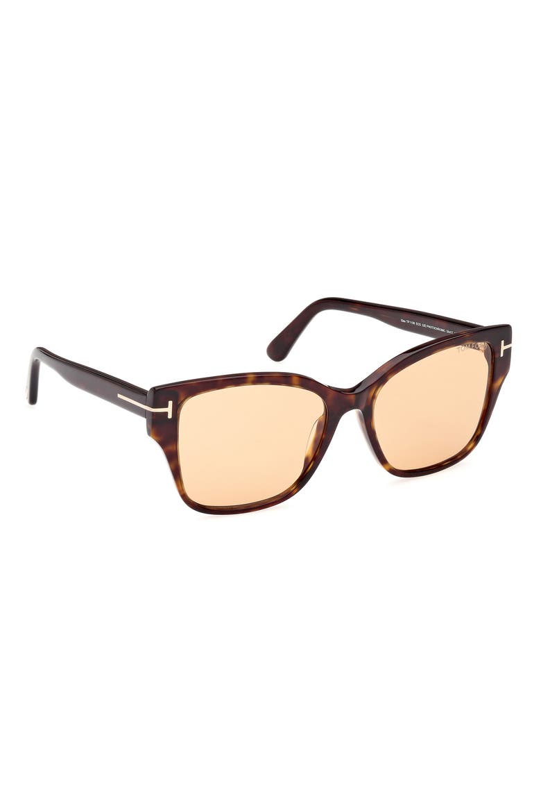 Elsa 55mm Butterfly Sunglasses, Alternate, color, DARK HAVANA ECO / T LOGO