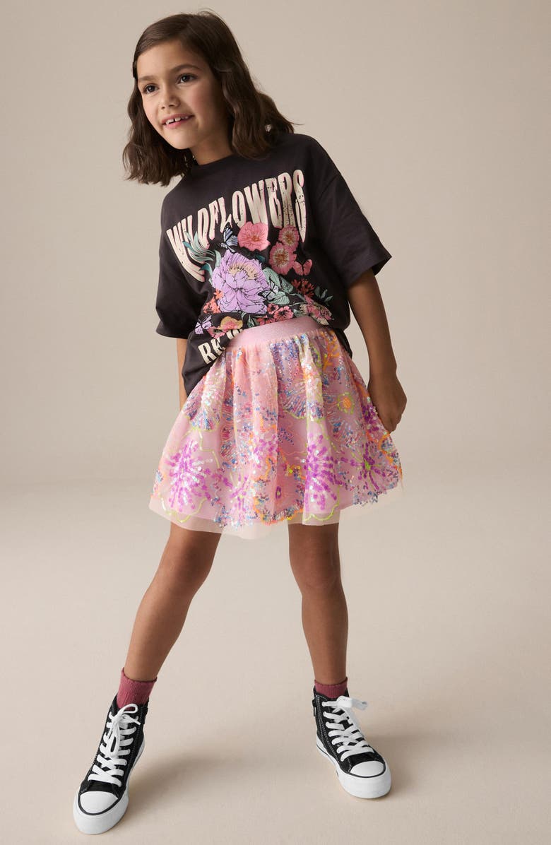 NEXT Kids' Sequin Embellished Tulle Skirt, Alternate, color,