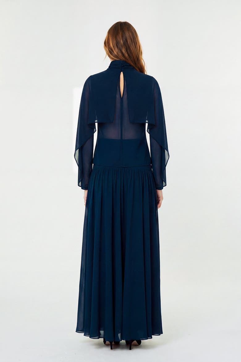 Tani Godet Maxi Skirt, Alternate, color, INK
