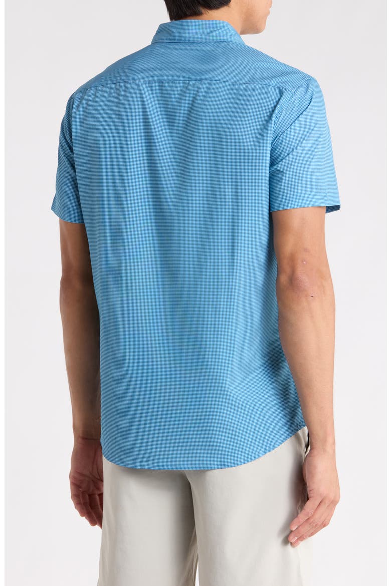 Leo Short Sleeve Button-Up Tech Shirt, Alternate, color, BLUE MIST
