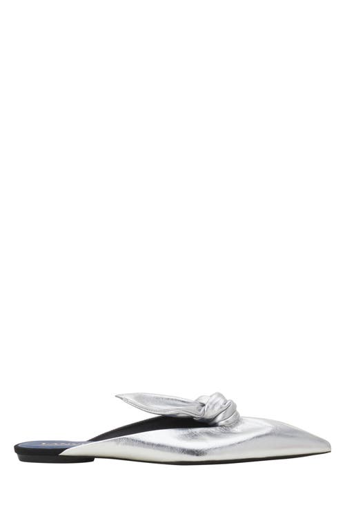 Lanvin Midnight Step Bow Mule In Metallic Leather In Silver