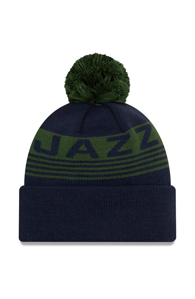 New Era Men's New Era Navy Utah Jazz Proof Cuffed Knit Hat with Pom, Alternate, color, 