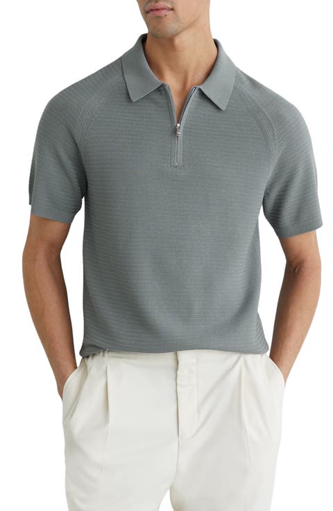 Estate Textured Stitch Zip Polo