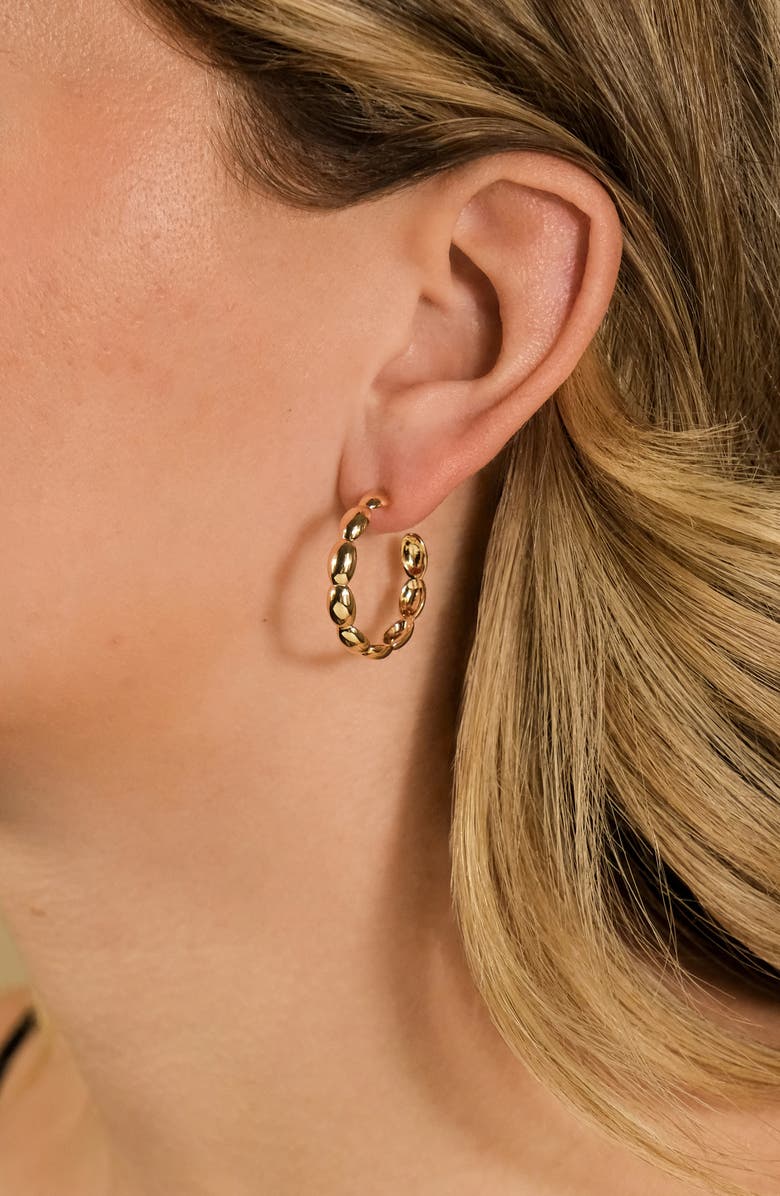 Sterling Forever Margot Bubble Textured Hoop Earrings, Alternate, color, 