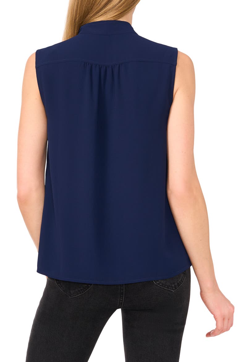 Sleeveless Mandarin Collar Button-Up Shirt, Alternate, color, CLASSIC NAVY
