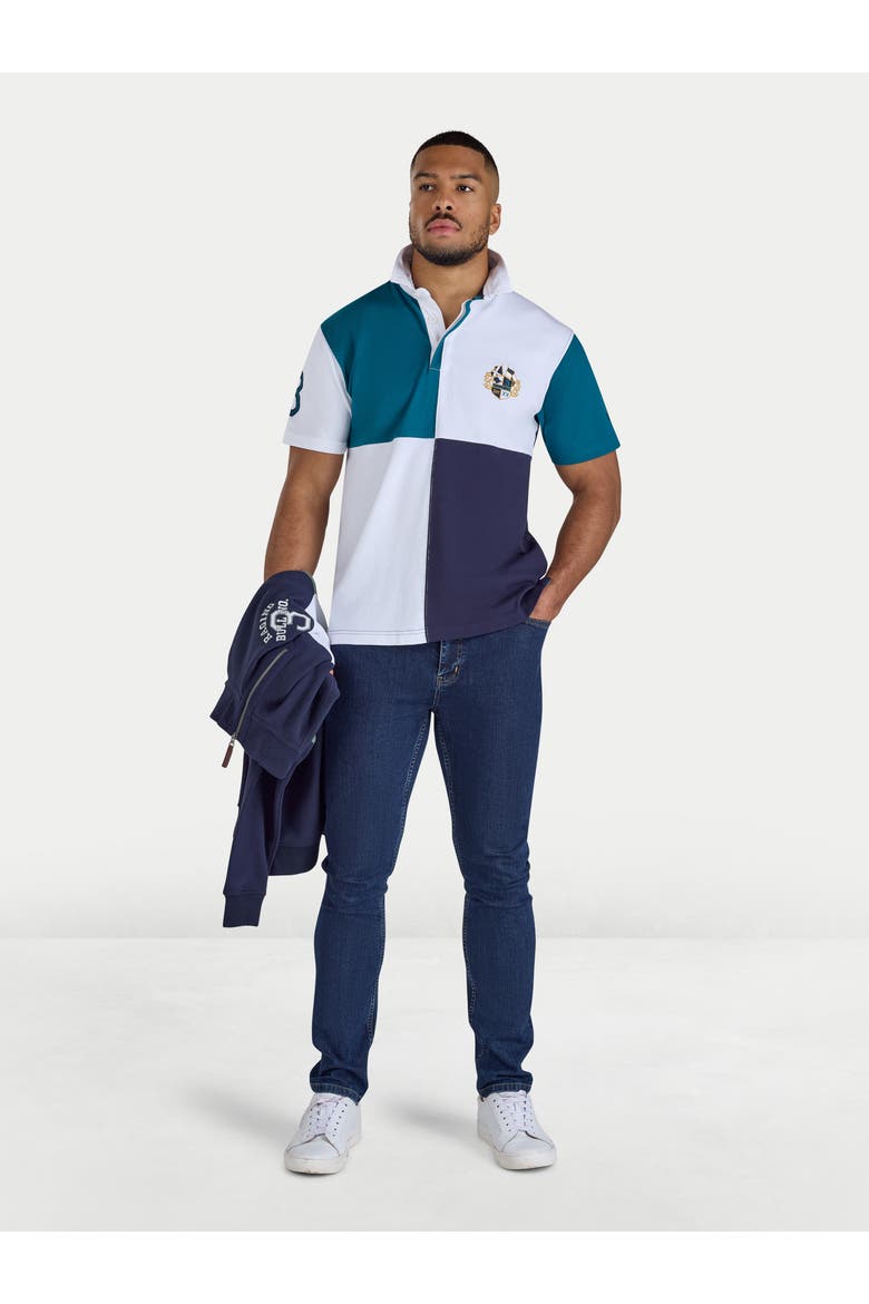 Cut & Sew Harlequin Rugby Shirt, Alternate, color, Teal
