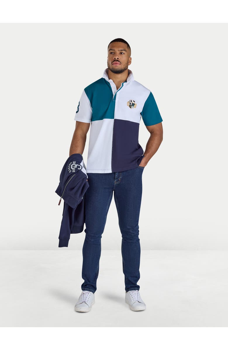 Raging Bull Cut & Sew Harlequin Rugby Shirt, Alternate, color, Teal