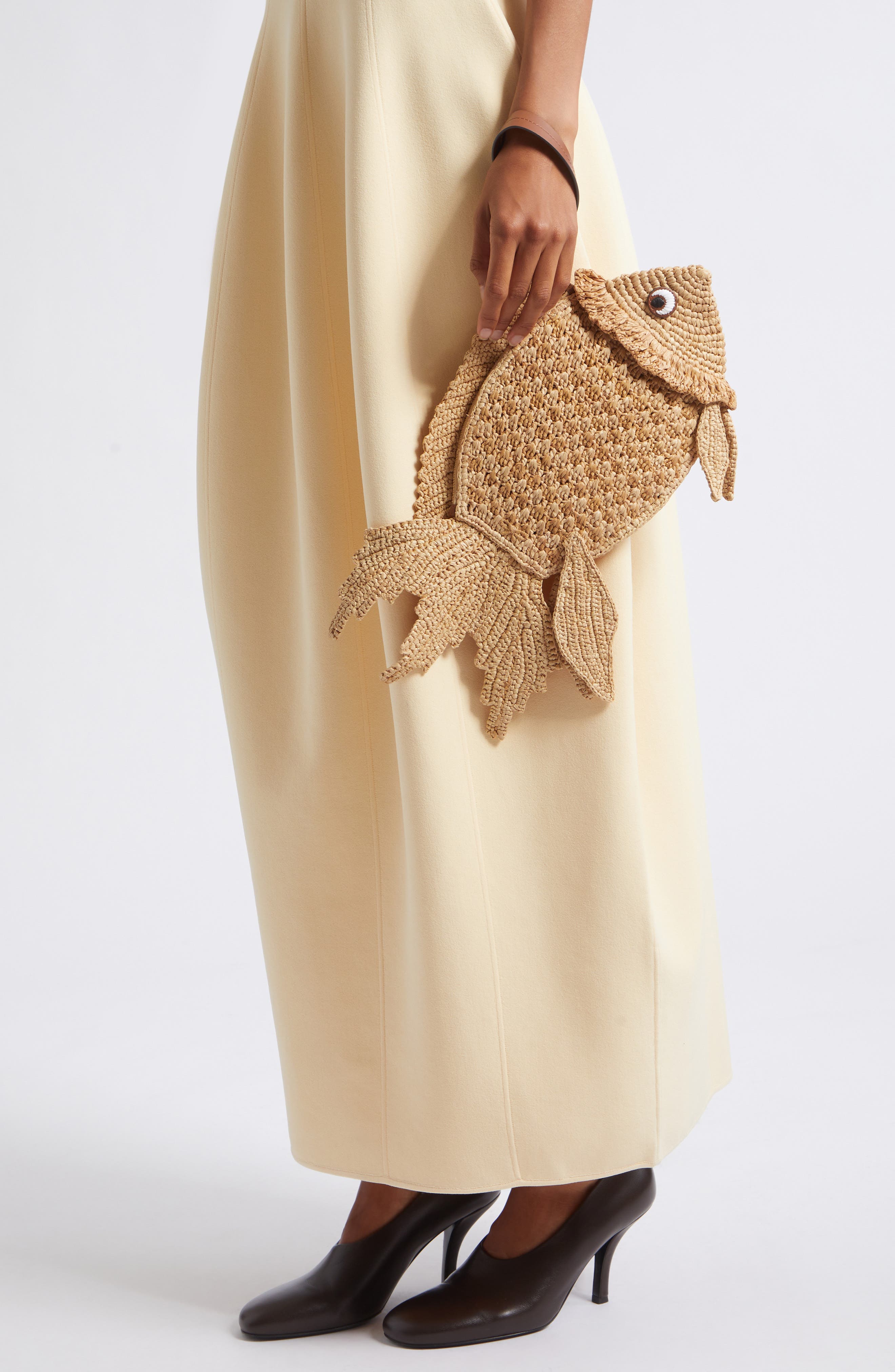 Crochet Raffia Fish Clutch, Alternate, color, NATURAL
