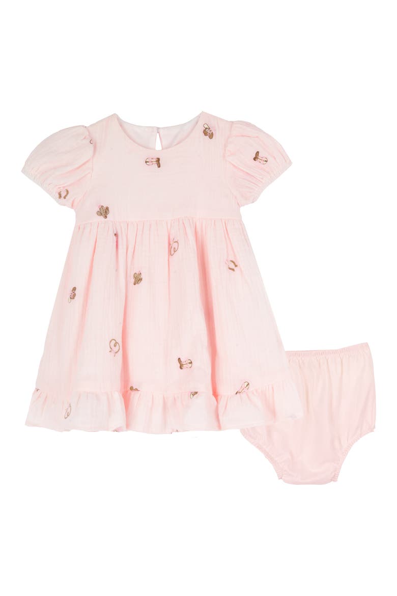 Western Embroidered Cotton Gauze Dress & Bloomers, Main, color, BLUSH