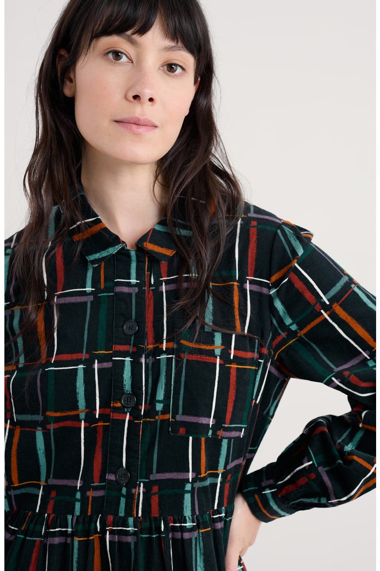 Rosina Long Sleeve Midi Dress, Alternate, color, ROCK CHECK ONYX