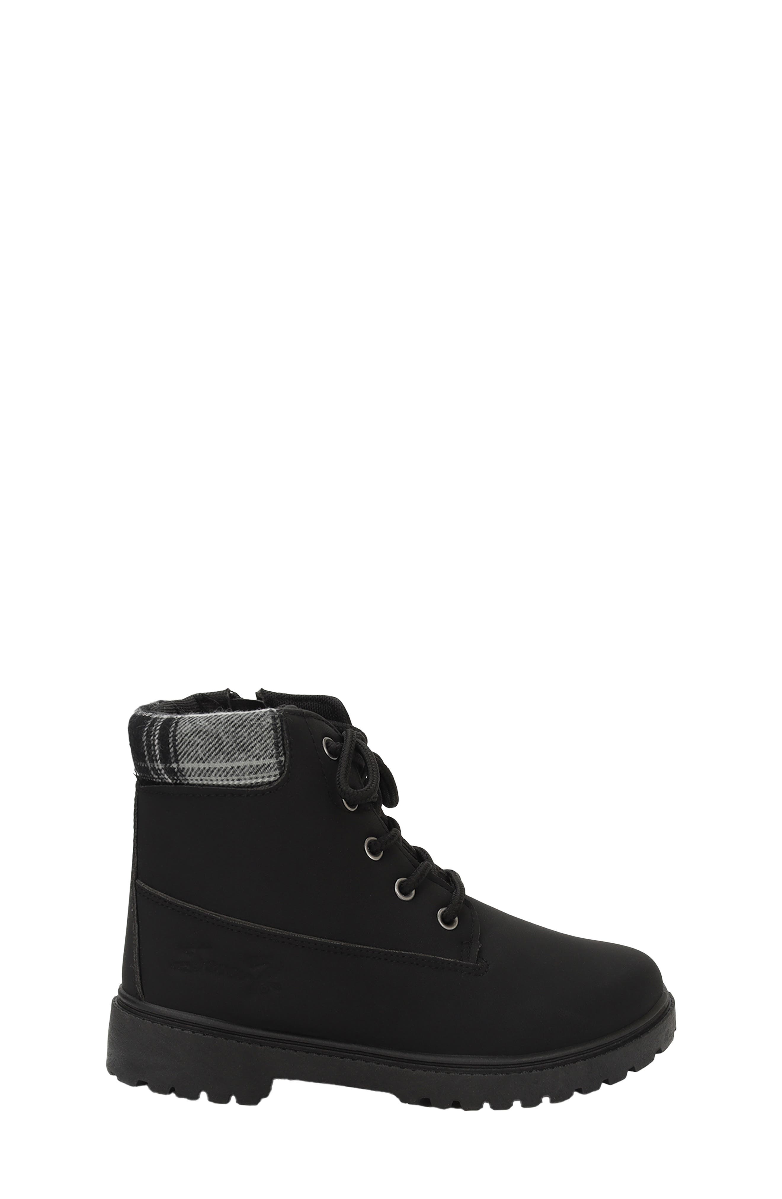 Kids' Tudor Faux Leather Combat Boot, Alternate, color, BLACK