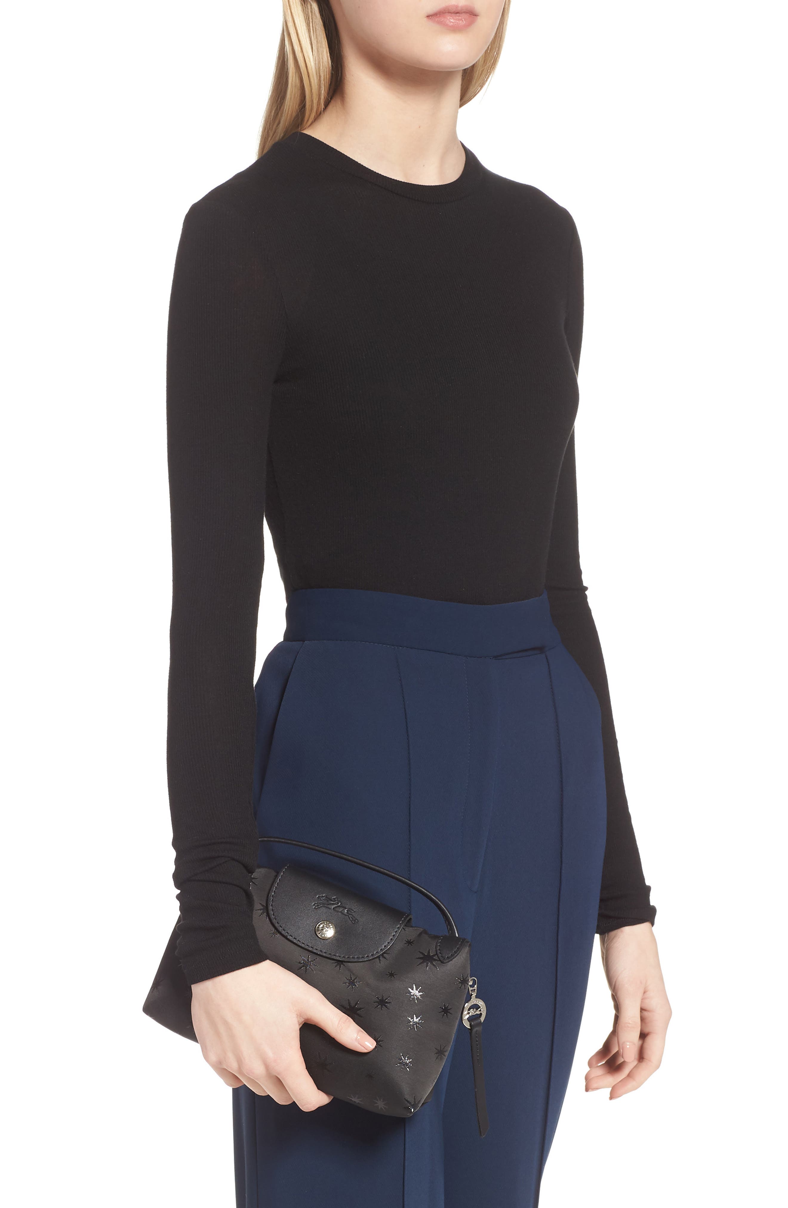 Longchamp Mini Le Pliage Étoiles Jacquard Canvas Crossbody Bag, Alternate, color, 