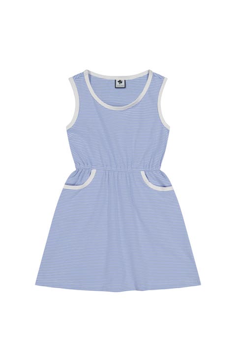 Ruby Pocket Dress Cornflower Blue  Mini Stripe