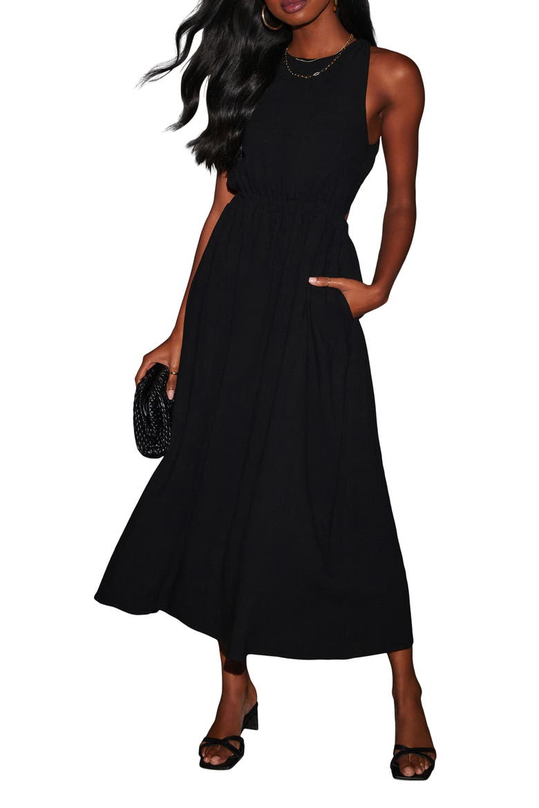 Alma Sleeveless A-Line Dress, Main, color, BLACK