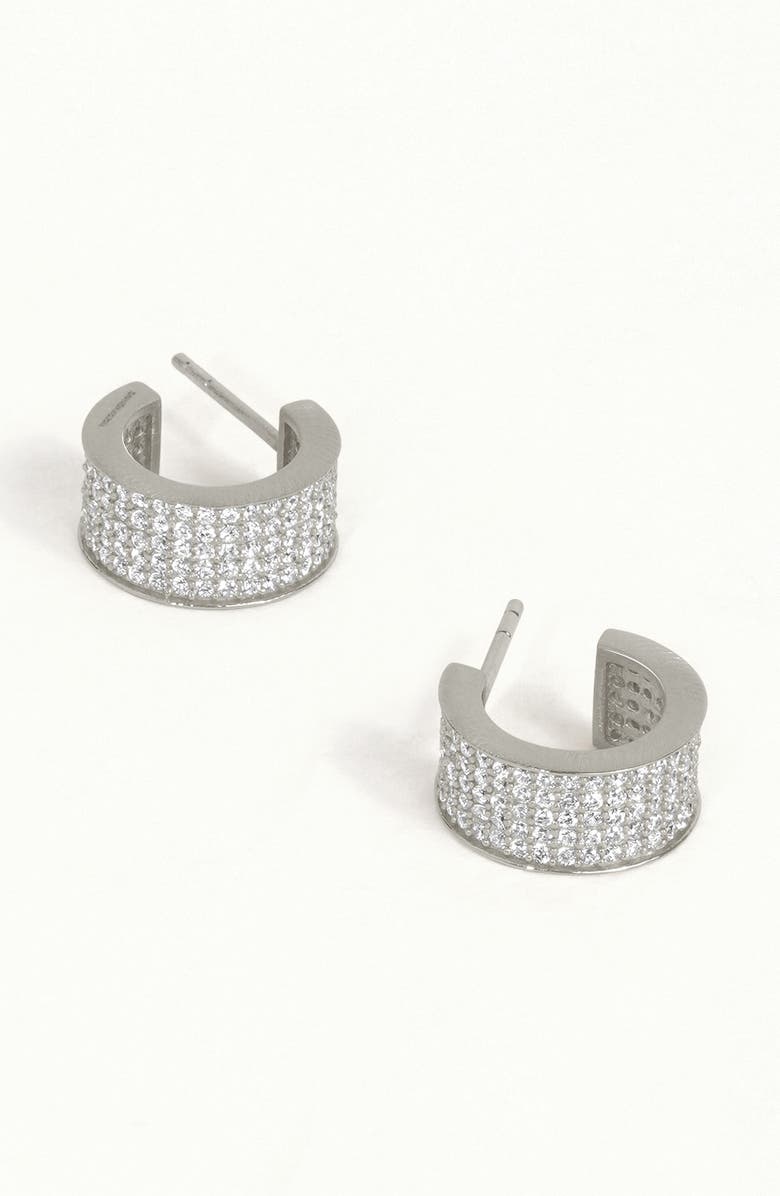 Dean Davidson Petit Pavé Thick Huggie Hoop Earrings, Alternate, color, Silver/ Topaz
