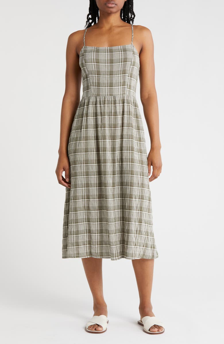 Melrose and Market Plaid Midi Dress, Main, color, 