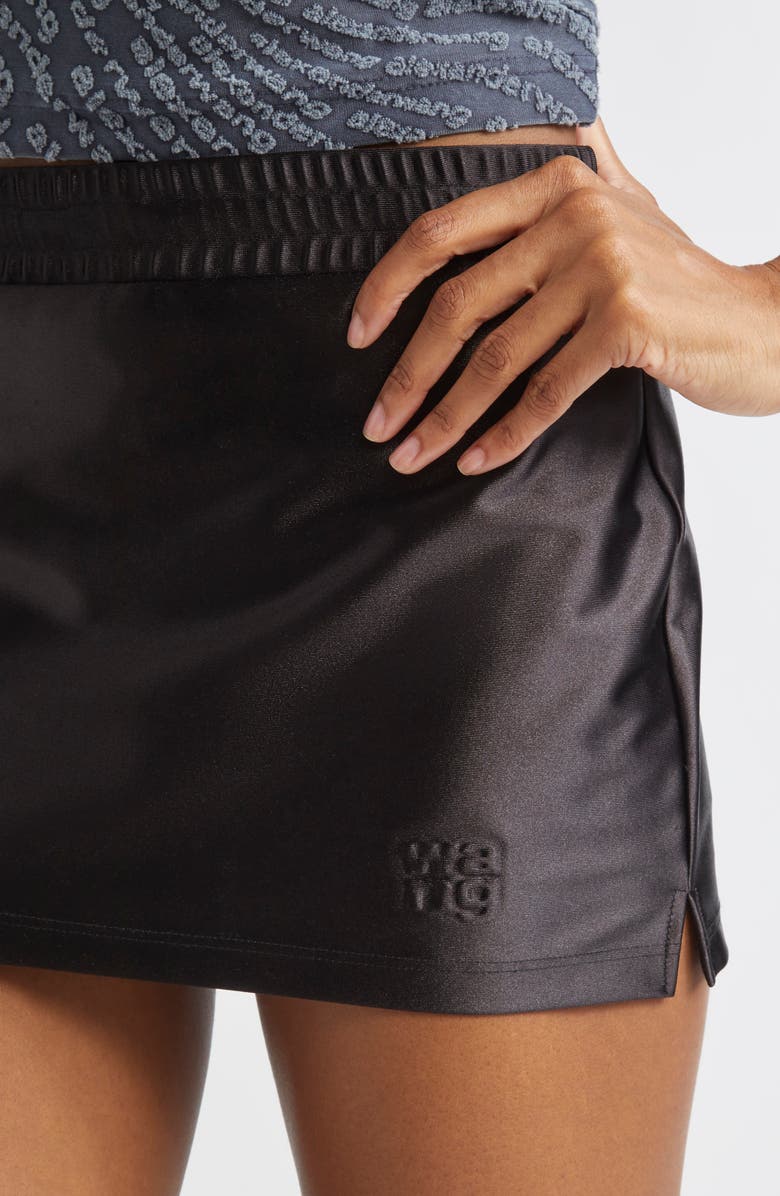 Alexander Wang Metallic Faille Miniskort, Alternate, color, Black