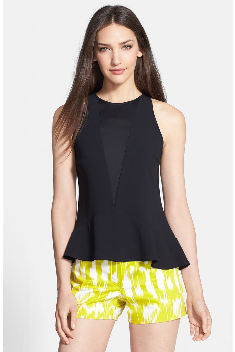'Cecile' Sleeveless Peplum Top, Main, color, BLACK