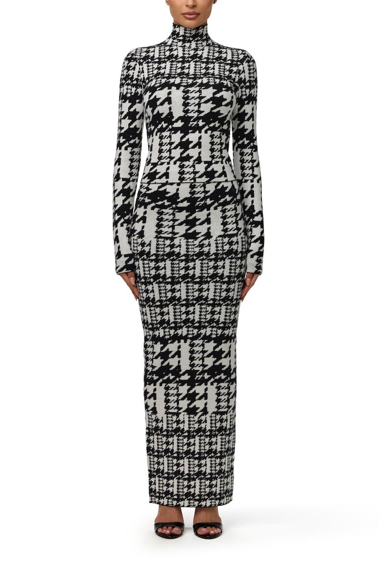Dual Houndstooth Maxi Skirt, Alternate, color, DUAL HOUNDSTOOTH