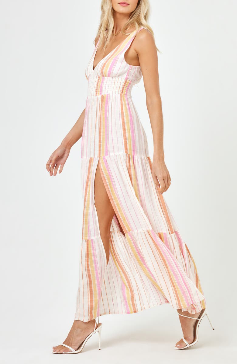 LSPACE Lilikoi Smocked Waist Cover-Up Dress, Alternate, color, Vaca Stripe