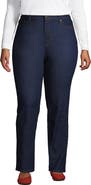 Lands' End Plus Size Denim High Rise Straight Leg Garment Dye Jeans
