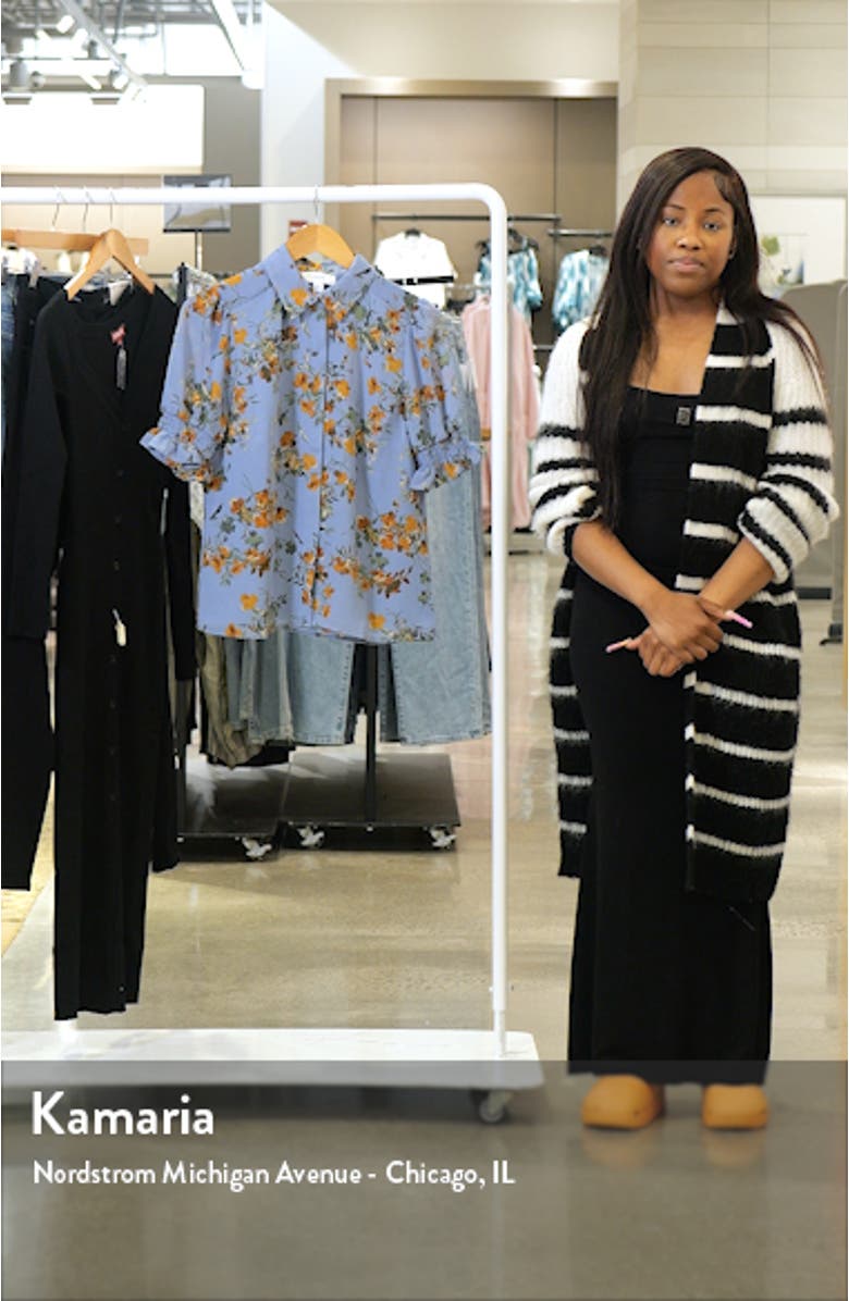 Floral Puff Sleeve Georgette Button-Up Top, sales video thumbnail