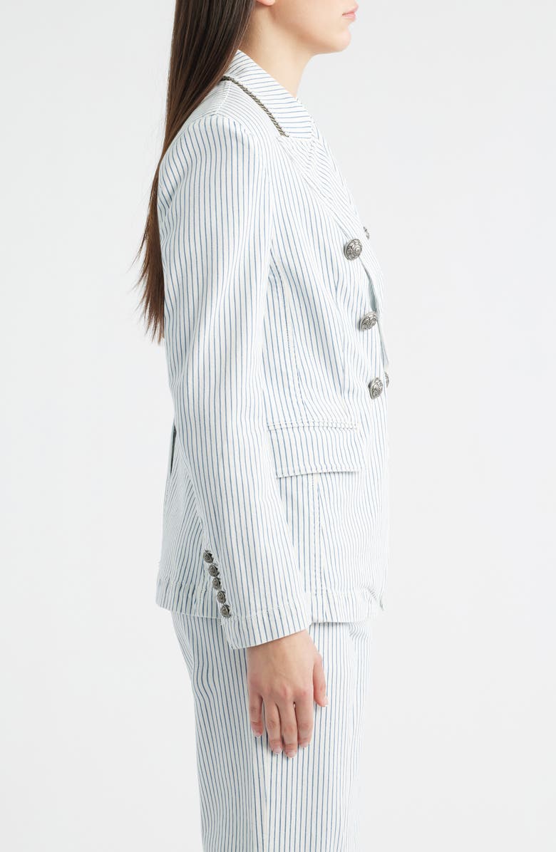KOBI HALPERIN Cera Stripe Stretch Cotton Twill Double Breasted Jacket, Alternate, color, Ivory Multi