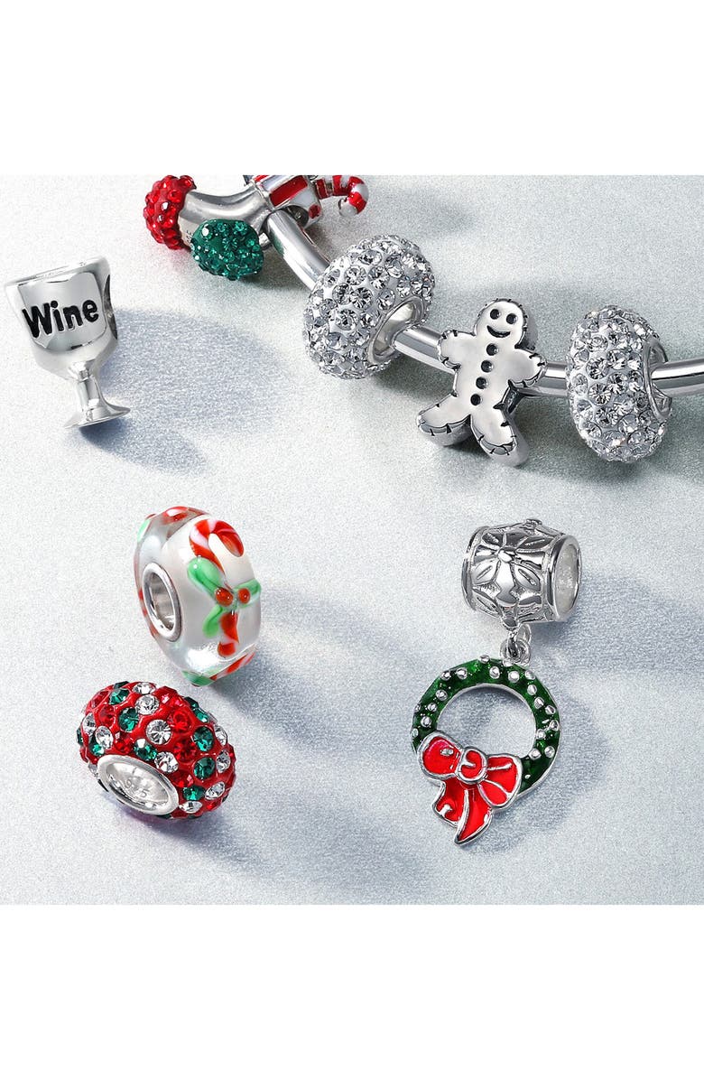 BLING JEWELRY Set of 3 Christmas Themed Sterling Silver Charms, Alternate, color, 