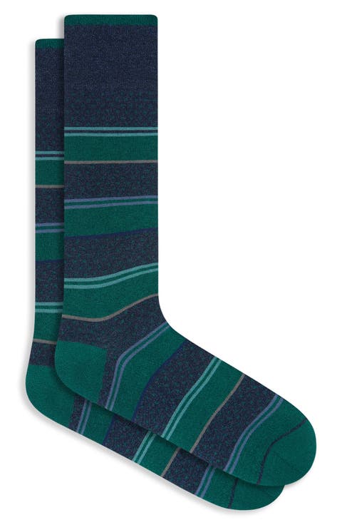 Stripe Mercerized Cotton Blend Dress Socks