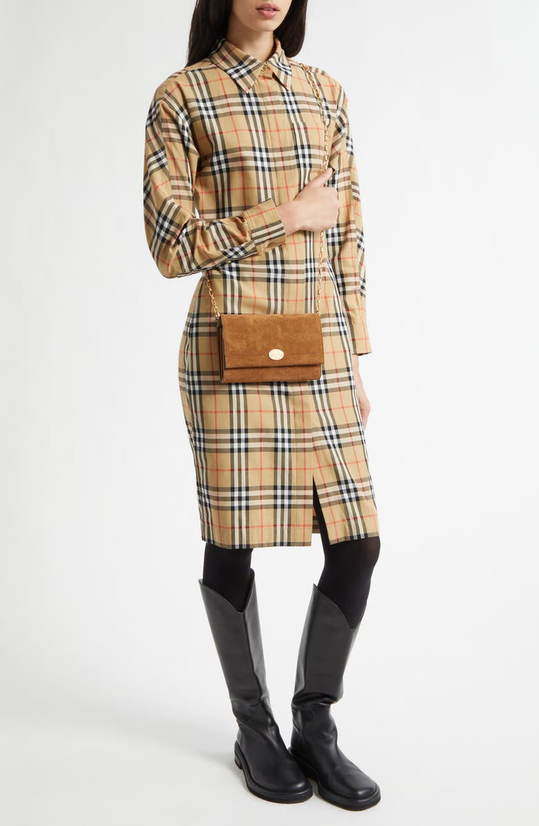 Burberry June Check Cotton Poplin Shirtdress, Alternate, color, Sand Ip Check