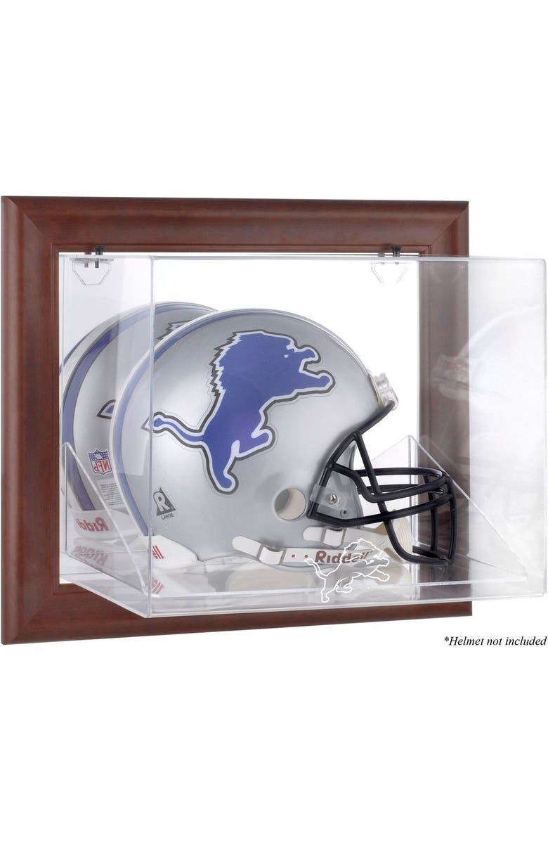 FANATICS AUTHENTIC Detroit Lions Brown Framed Wall-Mountable Logo Helmet Case, Main, color, 