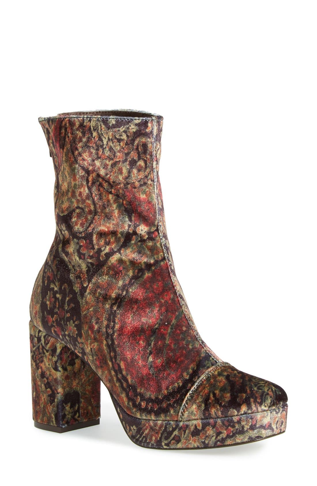 'Day for Night' Platform Boot, Main, color, PAISLEY COMBO VELVET