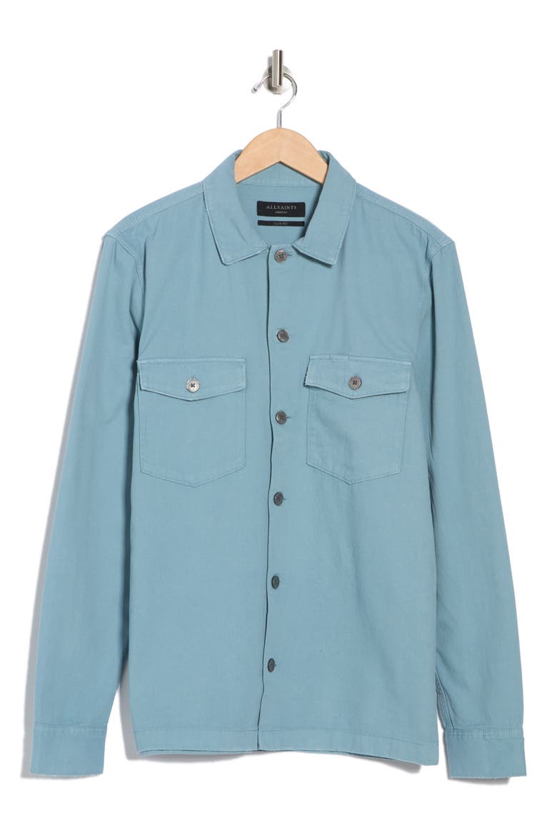 Aerial Slim Fit Organic Cotton Shirt Jacket, Alternate, color, DUSTY BLUE