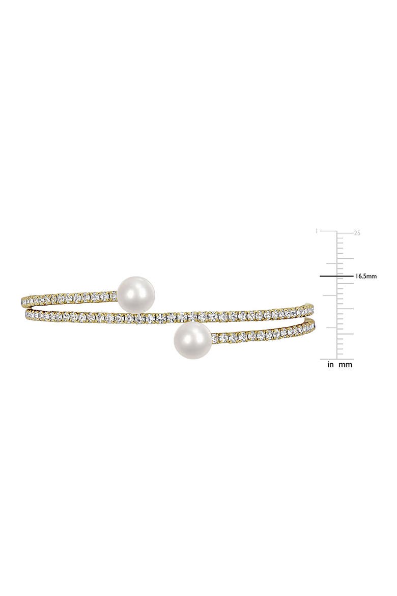 8-8.5mm Cultured Freshwater Pearl Bypass Bracelet, Alternate, color, METALLIC SILVER