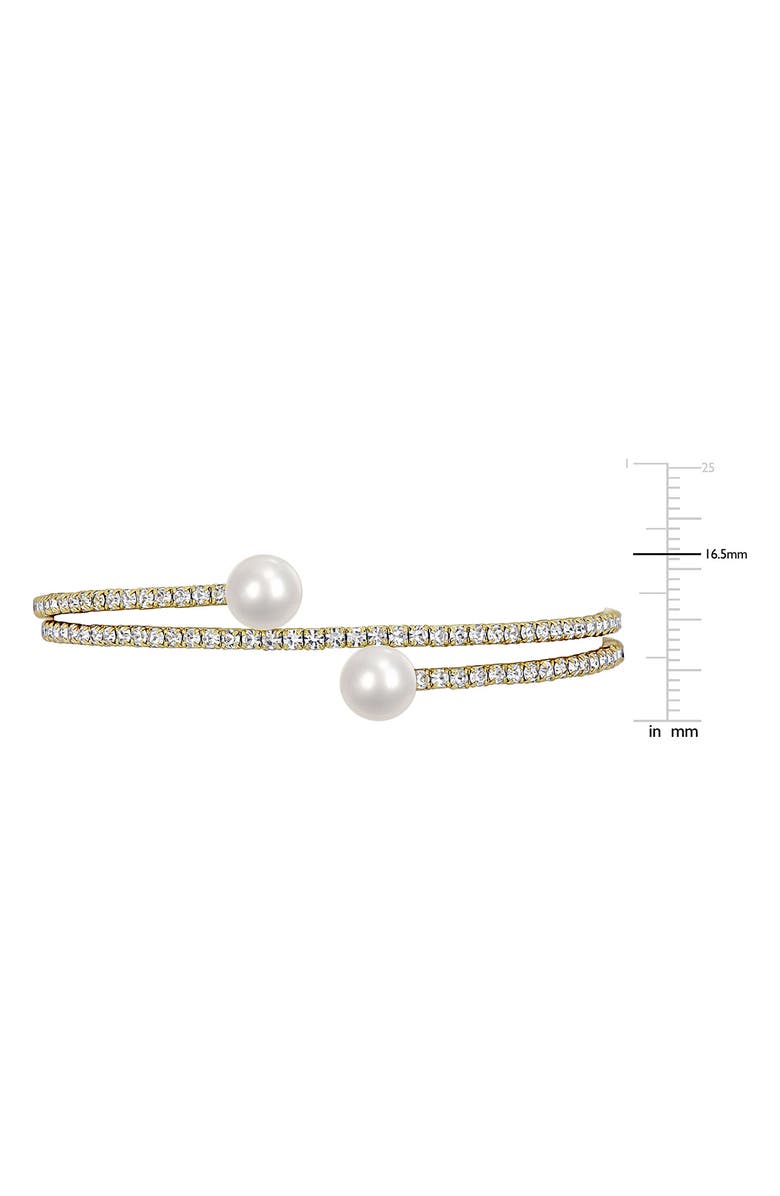 DELMAR 8-8.5mm Cultured Freshwater Pearl Bypass Bracelet, Alternate, color, Metallic Silver