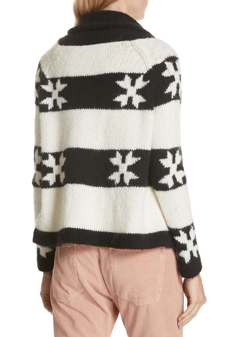 Starflower Cardigan, Alternate, color, CREAM AND BLACK