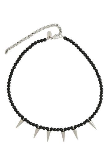 Rebl Gender Inclusive Alfie Beaded Neclace In Black And Silver