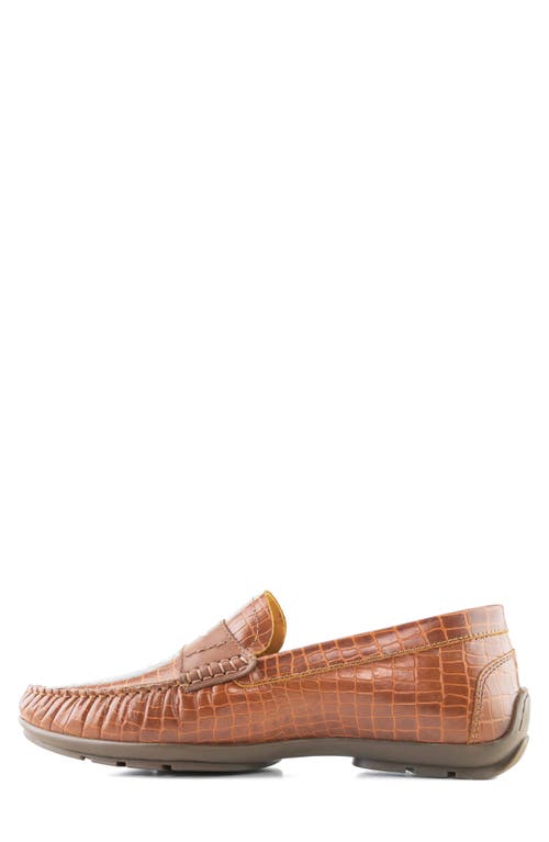 Marc Joseph New York Hamilton Penny Strap Driving Loafer In Cognac Croco