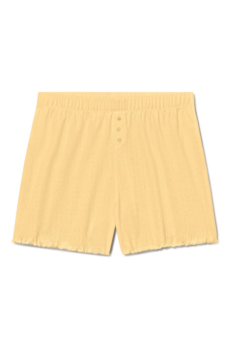 Pointelle Rib Sleep Shorts, Alternate, color, YELLOW