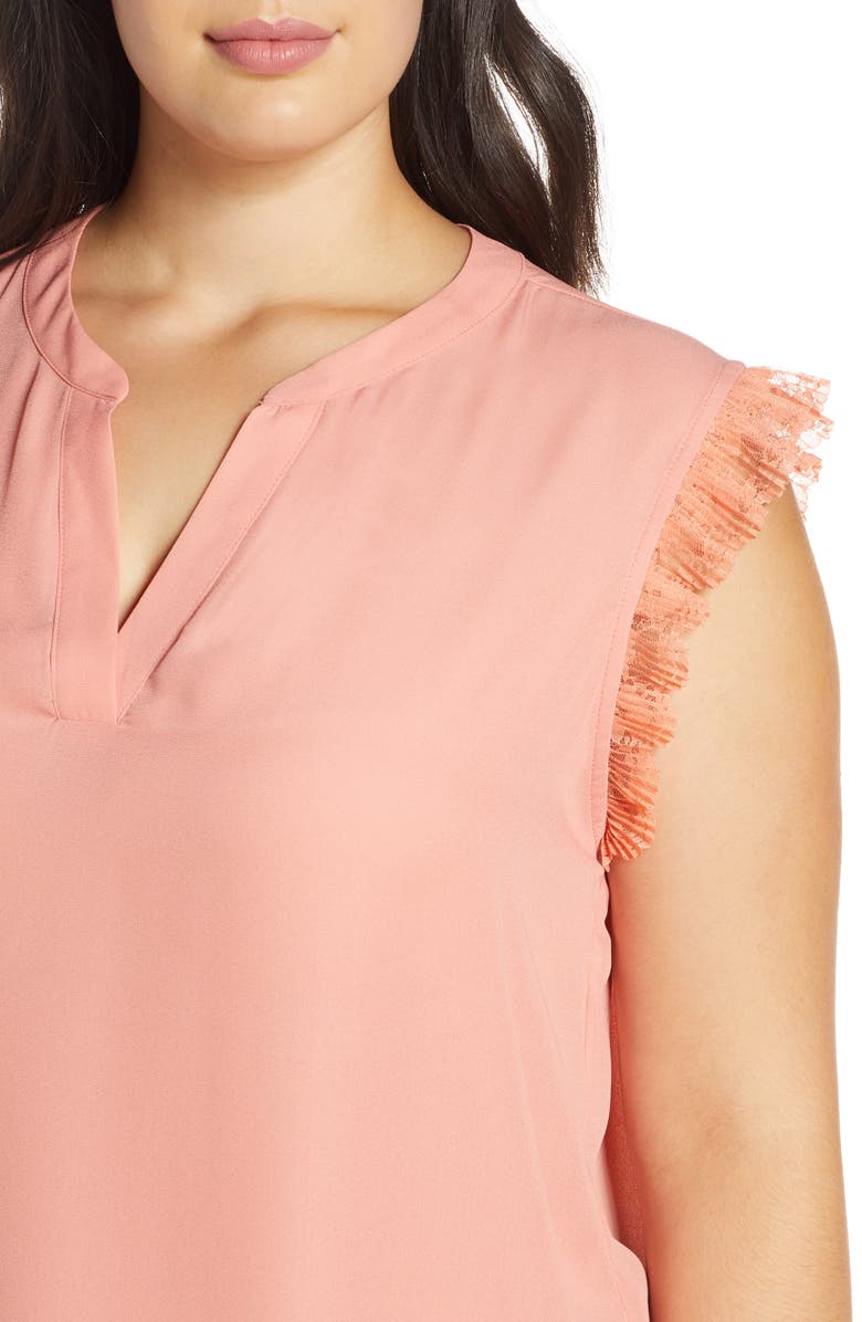 GIBSONLOOK Gibson x City Safari Roselyn Weaver Split Neck Lace Trim Top, Alternate, color, 