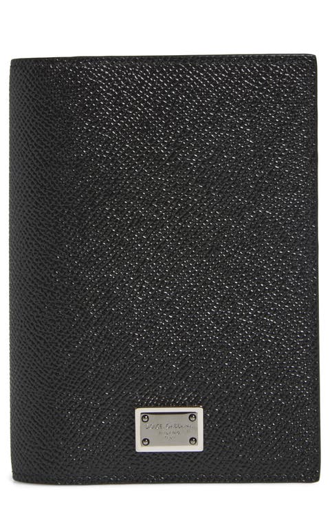Logo Plaque Leather Passport Holder
