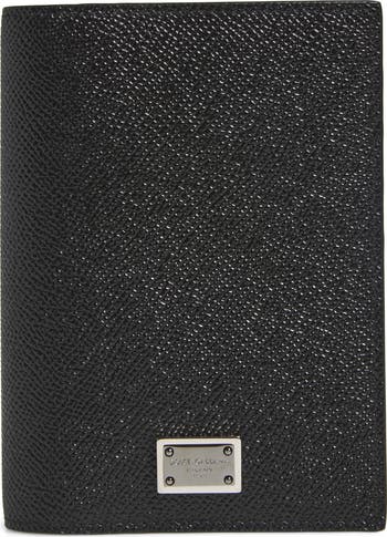 Logo Plaque Leather Passport Holder